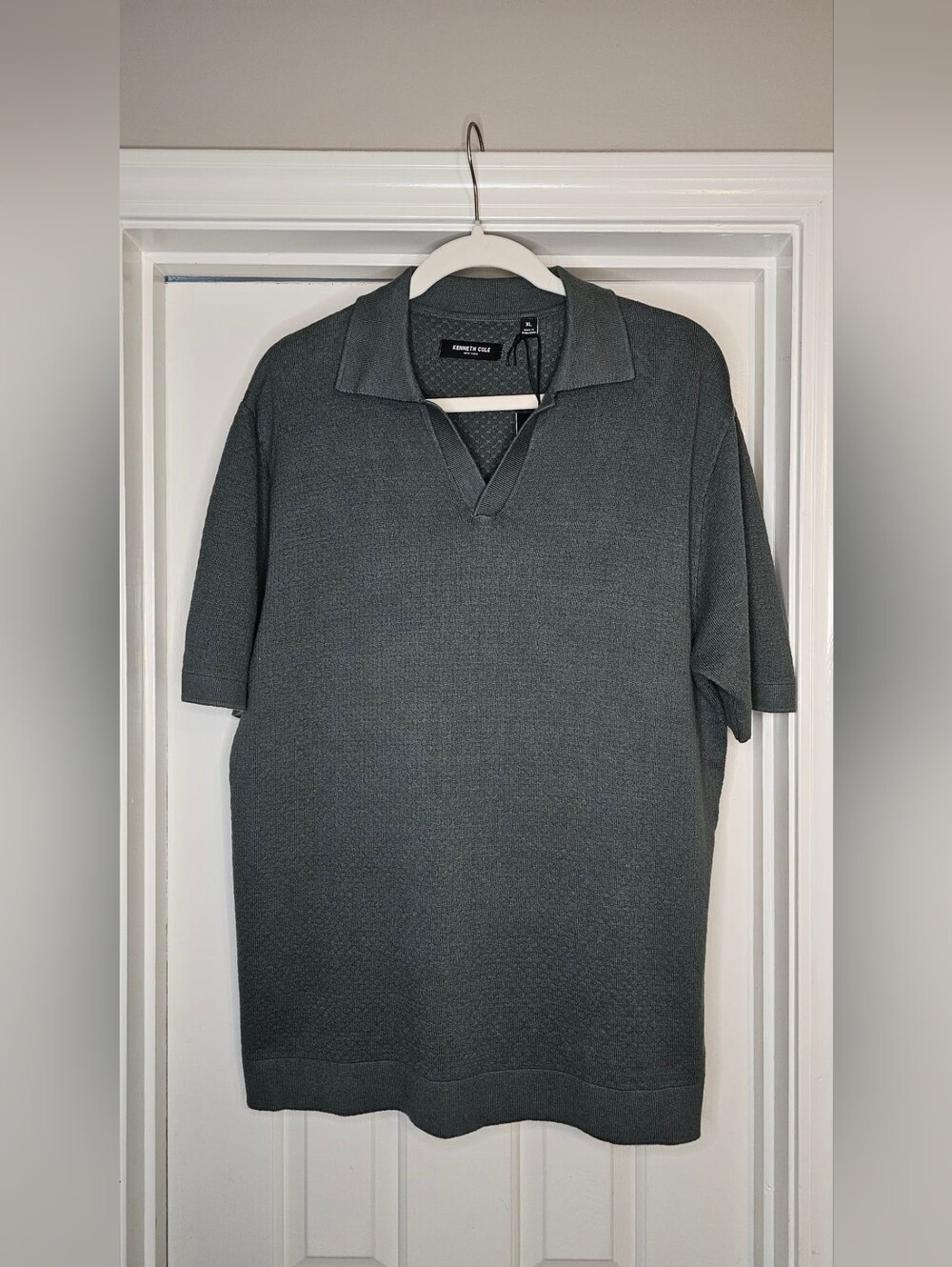 Kenneth Cole Men’s XL Capri/Sage Green Knit Polo Short-sleeve Sweater – NWT